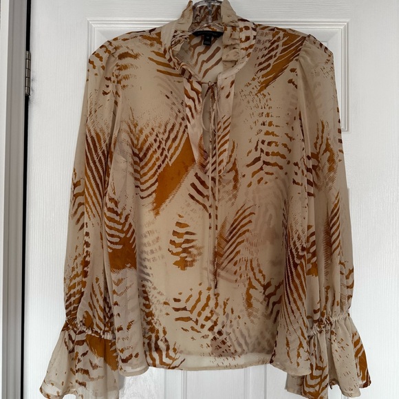 Banana Republic Tops - Banana Republic Earth-tone Print Sheer Blouse Medium